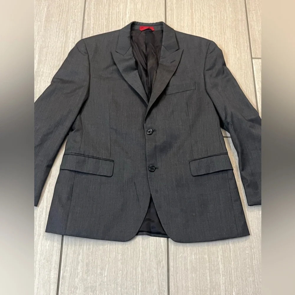 Alfani Men's Charcoal Gray Two-Button Suit Jacket 42S